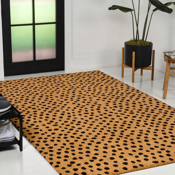 Daphne Modern Classic Animal-spot Bordered Coir Area Rug